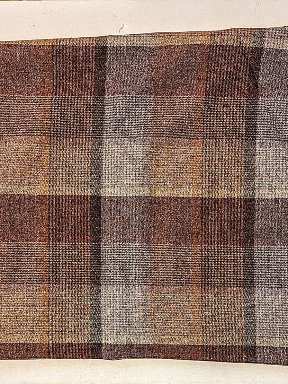 New Wool Blend Brown Gray Plaid 62” Wide x 2 1/2 Yards Fabric
